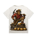 Zula Athletics The Gold Bay Football Crew heavyweight T-shirt in Faded Bone, back view with large graphic print