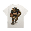 Zula Athletics Windy City Football Crew heavyweight T-shirt in Faded Bone, back view with large graphic print
